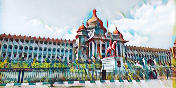 Painting of a building in Bangalore.