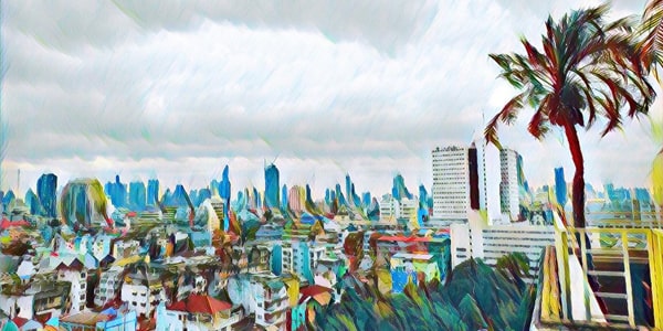 Painting of a building in Bangalore.